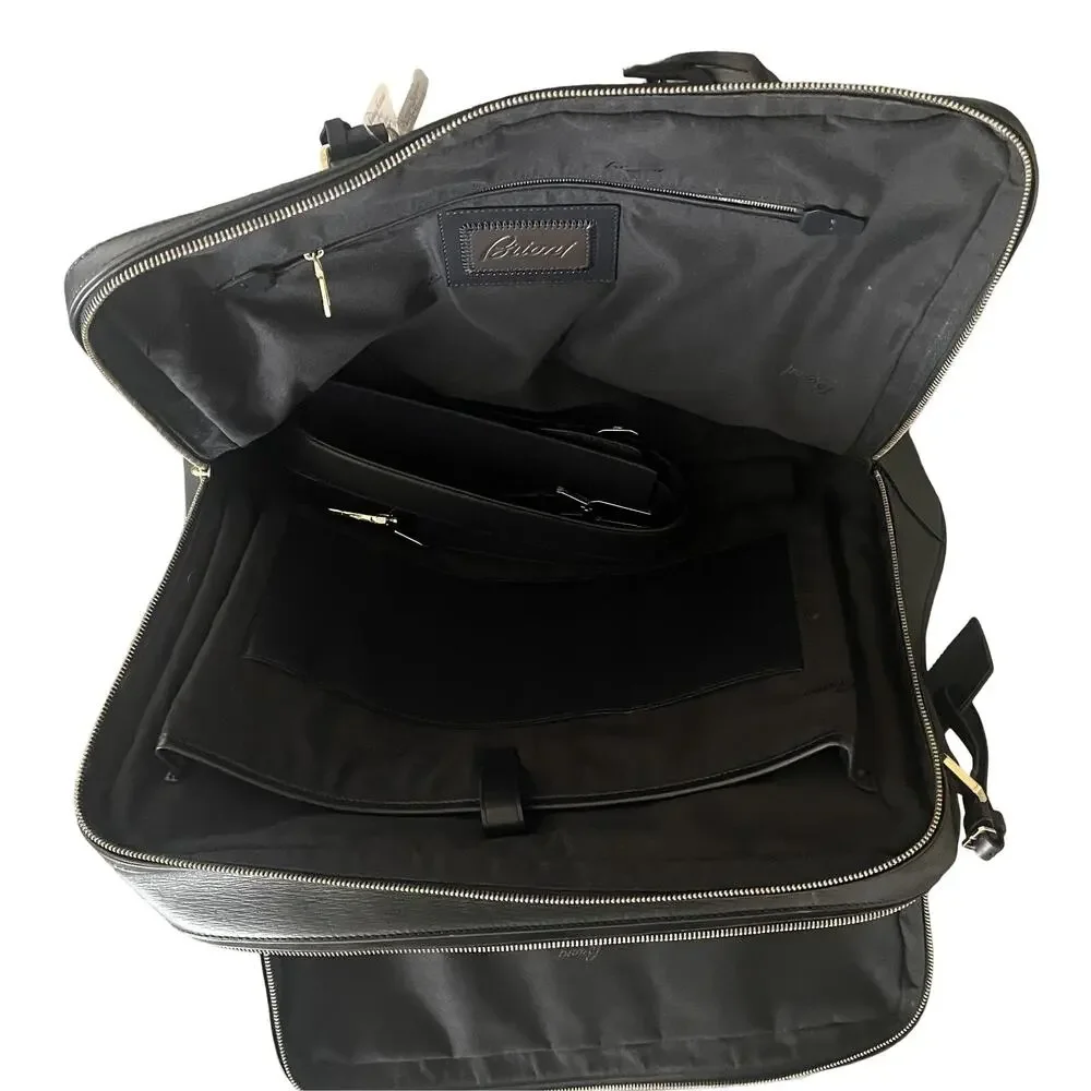 $5,500 NWT Brioni Black Grained Scratched Resistance Leather Briefcase